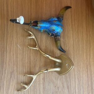 Cow Skull & Deer Antler Wall Hooks